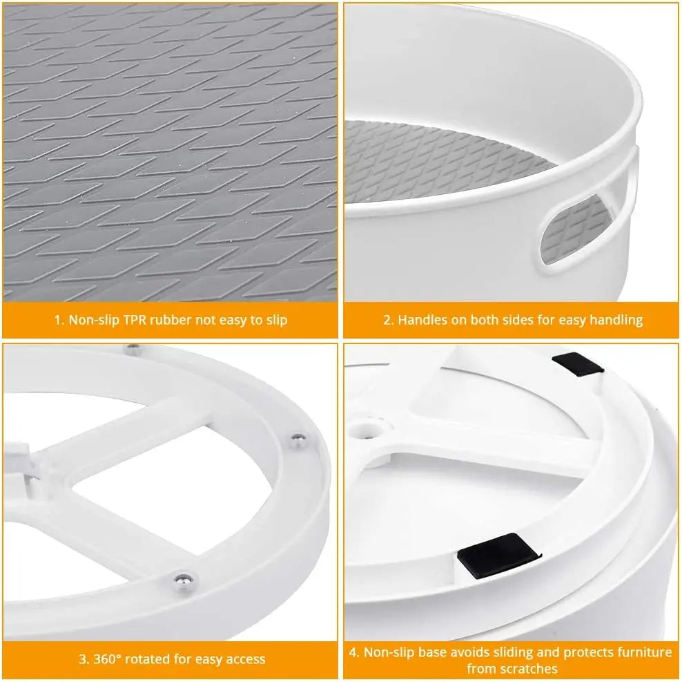 2 Pack Lazy Susan Turntable for Cabinet - 9" & 12" Storage Containers Organizer, Non-Skid Susan Turntable Spice Rack, Lazy Susan Organizer for Kitchen, Cabinet, Pantry, Office, Bathroom